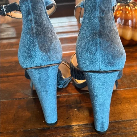 Vince Camuto Robeka Blue Velvet Heeled Sandals - Picture 7 of 10